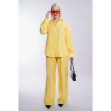 Madmext Sarı Basic Kadın Gömlek Pantolon Ikili Takım MG2352