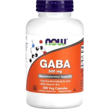 Now Foods Gaba, 500 Mg, 200 Bitkisel Caps. B6 Vitaminli