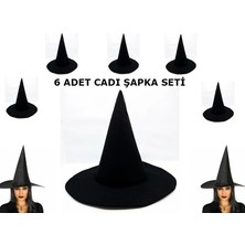 Magicool Siyah Cadı Şapkası Keçe Yetişkin Boy 6 Adet