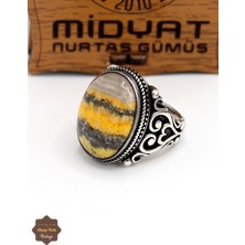 Midyat Nurtaş Gümüş Septeryan Taşlı Kalp Motifli 925 Ayar Gümüş Erkek Yüzük 201024929