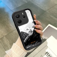 HONTINGA Xiaomi Redmi Note 14 ile Uyumlu Kılıfı Düşüme Önleyici Basitlik Anti Düşme Kamera Korumali Dağ Deseni Siyah Desen Yumuşak Silikon Telefon Kılıfı Kadın ve Erkek Için Uygundur K2-0259