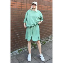 Madmext Mint Yeşili Kısa Kollu Şort Takım MG1981