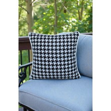 Visionario Kırlent Kılıfı Motif Desenli 45X45 Raşel Örme Kadife Çift Taraflı Dijital Baskı Beyaz Biyeli