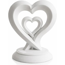 💝 Sevgililer Günü Özel Çift Kalp Dekor Biblo | Masaüstü Romantik Ev Dekorasyonu | Renk Seçenekli | 14 x 12 cm