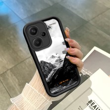 HONTINGA Xiaomi Redmi Note 13 Pro Plus 5g ile Uyumlu Kılıfı Düşüme Önleyici Basitlik Anti Düşme Kamera Korumali Dağ Deseni Siyah Desen Yumuşak Silikon Telefon Kılıfı Kadın ve Erkek Için Uygundur K2-0259