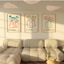 Pam Studio Minimalist Çizim Çiçek Vazoları 3’lü Poster Seti – Modern Sanatsal Duvar Dekorasyonu