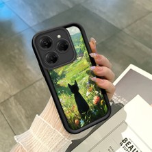 HONTINGA Tecno Spark 20 Pro ile Uyumlu Kılıfı Düşüme Önleyici Basitlik Anti Düşme Kamera Korumali Şirin Kedi Siyah Desen Yumuşak Silikon Telefon Kılıfı Kadın ve Erkek Için Uygundur K2-0258