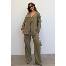 Madmext Haki Önü Bağlamalı Alt Üst Takım MG2423