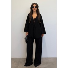 Madmext Siyah Önü Bağlamalı Alt Üst Takım MG2423