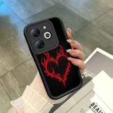 HONTINGA Tecno Spark Go 2024 ile Uyumlu Kılıfı Düşüme Önleyici Basitlik Anti Düşme Kamera Korumali Kalp Deseni Siyah Desen Yumuşak Silikon Telefon Kılıfı Kadın ve Erkek Için Uygundur K2-0257