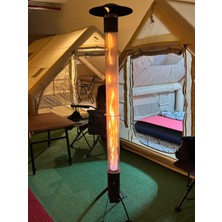 Çadır Dünyası Profesyonel Pelet Isıtıcı - 180 cm Camlı & Tekerlekli Dış Mekan Sobası