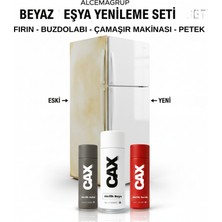 Buzdolabı Yenileme Seti-Akrilik Beyaz Sprey Boya + Pas Önleyici Astar + Koruyucu Parlak Vernik 400ML