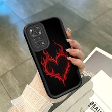 HONTINGA Xiaomi Redmi Note 11S ile Uyumlu Kılıfı Düşüme Önleyici Basitlik Anti Düşme Kamera Korumali Kalp Deseni Siyah Desen Yumuşak Silikon Telefon Kılıfı Kadın ve Erkek Için Uygundur K2-0257