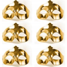 Magicool Altın Metalize Renk Düz Balo Parti Maskesi 6 Adet