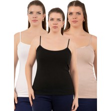 Özkan Underwear Özkan 25923 3'lü Paket Kadın Viskon Ip Askılı Biyeli Yumuşak Karışık Renk Ince Askılı Büyük Geniş Beden Atlet