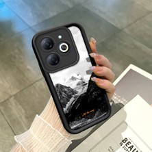 HONTINGA Tecno Spark Go 2024 ile Uyumlu Kılıfı Düşüme Önleyici Basitlik Anti Düşme Kamera Korumali Dağ Deseni Siyah Desen Yumuşak Silikon Telefon Kılıfı Kadın ve Erkek Için Uygundur K2-0259