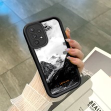 HONTINGA Samsung Galaxy A52S 5g ile Uyumlu Kılıfı Düşüme Önleyici Basitlik Anti Düşme Kamera Korumali Dağ Deseni Siyah Desen Yumuşak Silikon Telefon Kılıfı Kadın ve Erkek Için Uygundur K2-0259