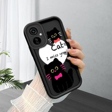 HONTINGA Tecno Camon 19 Neo ile Uyumlu Kılıfı Düşüme Önleyici Basitlik Anti Düşme Kamera Korumali Şirin Kedi Siyah Desen Yumuşak Silikon Telefon Kılıfı Kadın ve Erkek Için Uygundur K2-0258