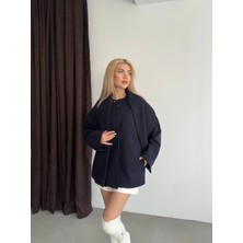 Narstorm Kadın Oversize Şal Yaka Detaylı Premium Kaşe Kaban