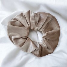 ALS Tasarım Dünyası Bej Renk Scrunchie Simit Toka Kadife Saç Tokası