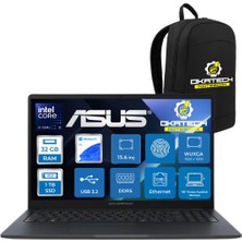Asus Expertbook B1 B1503CVA-S74634X İ5-1334U 32 GB Ddr5 1 Tb SSD Iris Xe Graphics 15.6" Fullhd Dizüstü Taşınabilir Notebook + Okatech Çanta