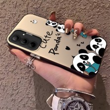 HONTINGA Samsung Galaxy A35 ile Uyumlu Kılıfı Silikon Kenar Sert Arka Düşüme Önleyici Basitlik Anti Düşme Kamera Korumali Panda Desen Telefon Kılıf Kadın ve Erkek Için Uygundur K1-0580