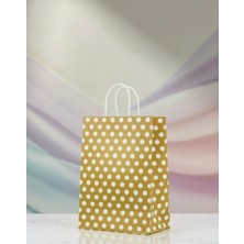 Aybaş Kağıtçılık 1.kalite 18X24 cm ( 5 Adet ) Gold Renk Beyaz Benekli Kraft Kağıt Çanta,hediye Poşeti,hediye Paketi