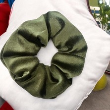 ALS Tasarım Dünyası Haki Renk Scrunchie Simit Toka Kadife Saç Tokası