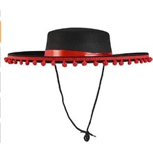 Magicool Kırmızı Ponponlu Siyah Renk Çocuk Ispanyol Şapkası