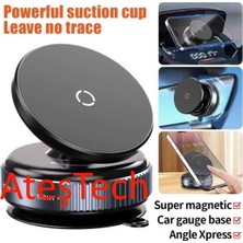 AteşTech 360° Dönen Manyetik Araç Içi Telefon Tutucu  Dikiz Aynası, Cam, Torpido Üstü ve Makyaj Aynası Uyumlu