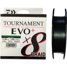 Daiwa Tournament Evo+ 135M 0.08MM 8x Dark Green Ip Misina