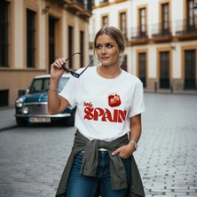 Dune Hola Spain Oversize 3 İplik Pamuk Baskılı Beyaz T-shirt