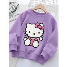 Punix Kids Punıx Kıds Özel Seri Hello Kityy Baskılı Yuvarlak Yaka %100 Pamuk Kız Çocuk Trend Sweatshırt