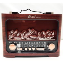 Şömine Görünümlü Radyo Nostalji Şarjlı Pilli Bt USB Sd Polygold FP-821
