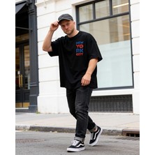 Dune New York City Oversize 3 İplik Pamuk Baskılı Beyaz T-shirt