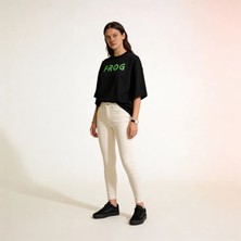 Dune Frog Oversize 2 İplik Pamuk Baskılı Siyah T-shirt