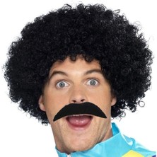 Nevamel Siyah Scouser Erkek Kısa Peruk ve Bıyık Seti