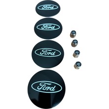 Ik Tunıng Ford Logo Alüminyum 4 Adet Jant Göbek ve 4 Adet Metal Sibop Kapak