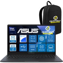 Asus Expertbook B1 B1503CVA-S74634X İ5-1334U 32 GB Ddr5 2 Tb SSD Iris Xe Graphics 15.6" Fullhd Dizüstü Taşınabilir Notebook + Okatech Çanta
