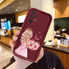 HONTINGA Samsung Galaxy A32 ile Uyumlu Kılıfı Düşüme Önleyici Basitlik Anti Düşme Kamera Korumali Karikatür Bordo Desen Yumuşak Silikon Telefon Kılıfı Kadın ve Erkek Için Uygundur K2-7132