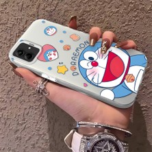 HONTINGA Samsung Galaxy A03 ile Uyumlu Kılıfı Silikon Kenar Sert Arka Düşüme Önleyici Basitlik Anti Düşme Kamera Korumali Doraemon Desen Telefon Kılıf Kadın ve Erkek Için Uygundur K1-0577