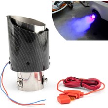 Gaman Paslanmaz Modifiye Egzoz Ucu Mavi/kırmızı/mor LED Işıklı Egzoz 60MM Kolay Montaj Carbon Görünümlü