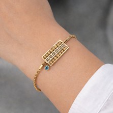 Yush Aksesuar Dorika Taşlı Dikdörtgen Zincir Bileklik