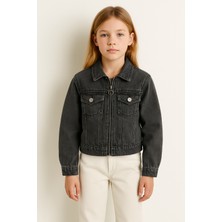 Mini Kanka Unısex Kot Ceket Fermuarlı Denim Mevsimlik