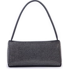 Vera Çanta Nas Bag Kadın Basic Baget Omuz ve Çapraz Çanta Siyah  Taşlı