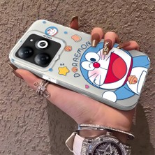 HONTINGA Tecno Spark 20C ile Uyumlu Kılıfı Silikon Kenar Sert Arka Düşüme Önleyici Basitlik Anti Düşme Kamera Korumali Doraemon Desen Telefon Kılıf Kadın ve Erkek Için Uygundur K1-0577