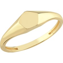 Altın Sepeti Altın Beşgen Form Signet Yüzük