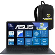 Asus Expertbook B1 B1503CVA-S74634X İ5-1334U 40 GB Ddr5 1 Tb SSD Iris Xe Graphics 15.6" Fullhd Dizüstü Taşınabilir Notebook + Okatech Çanta