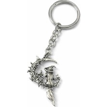 Herşey Nota Ay Üzerinde Peri Figürlü Gümüş Renk Unisex Anahtarlık