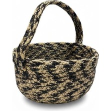 Panalı Kulplu Büyük Boy Jüt Örgü Sepet (25X25X12 Cm)